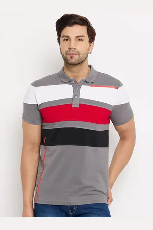 Duke Men Striped Polo Collar T-shirt