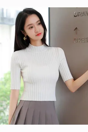 Stylecast Girls Round Neck Striped Crop Top
