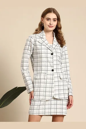 Mast & Harbour Checked Top With Skirt & Blazer