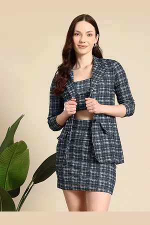 Mast & Harbour Checked Top With Skirt & Blazer