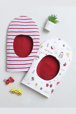 BUMZEE Infants Boys Pack Of 2 Printed Reversible Balaclava Caps