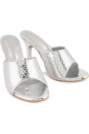 Scentra Textured Round Toe Slim Heels