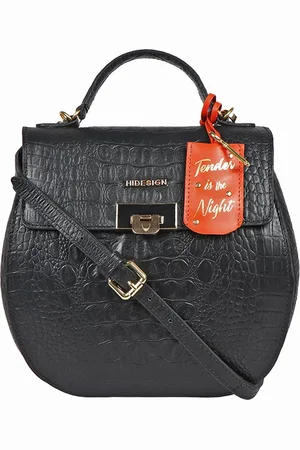 Hidesign Women Black Textured Leather Structured Sling Bag