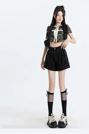 LULU & SKY Women High-Rise Denim Shorts