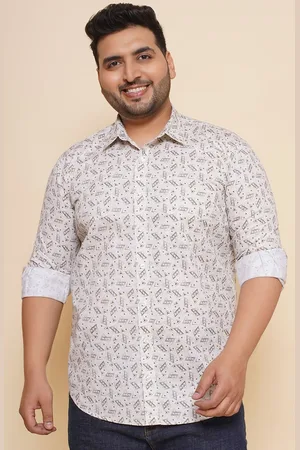 John Pride Men Spread Collar Geometric Printed Plus Size Pure Cotton Casual Shirt