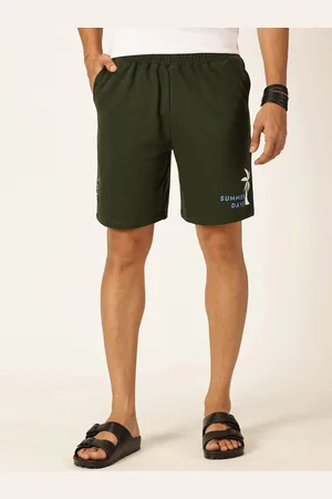 Mast & Harbour Olive Green Men Mid-Rise Shorts