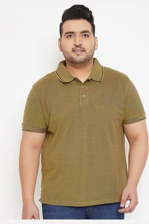 Instafab Size Men Brown Self Design Polo Collar T-shirt