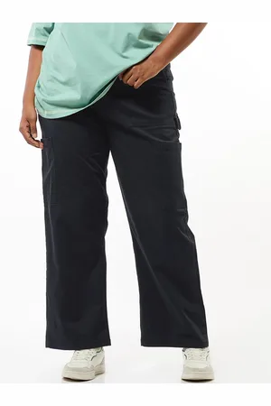 Bewakoof Bewakoof Women Baggy Loose Fit High-Rise Plus Size Trousers