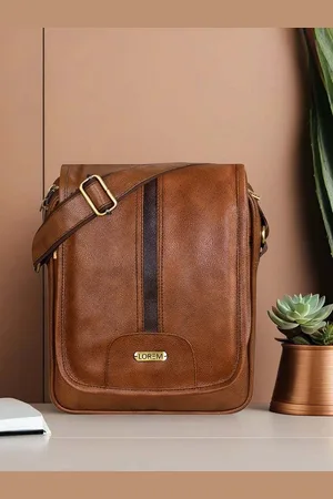 Lorem Men Tan Stylish Faux Leather Cross Body Sling Bag