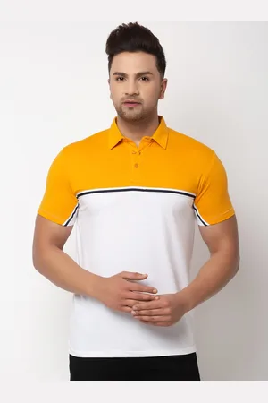 WILD WEST Men Yellow Colourblocked Polo Collar T-shirt