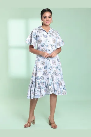 Charukriti Women Floral Printed Cotton A-Line Knee-Length Dress