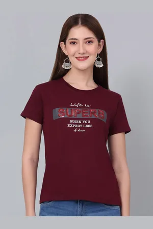 CANTABIL Women Embellished Typography Printed Round Neck T-shirt