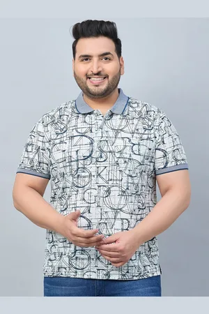 Austivo Plus Size Abstract Printed Polo Collar Pockets T-shirt