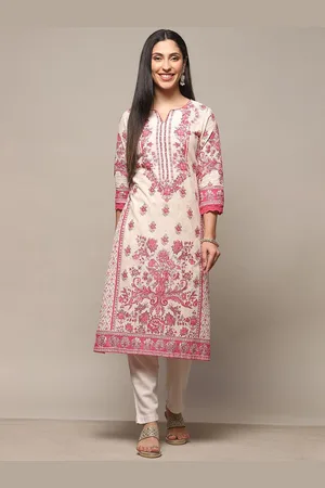 Biba Floral Printed Sequins Straight Kurta