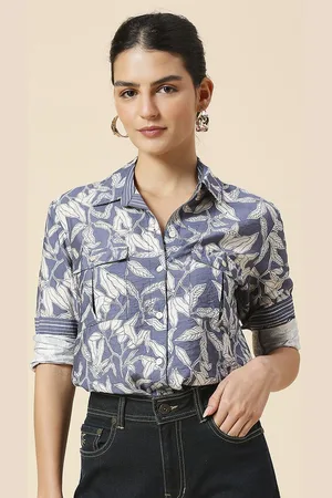 Chemistry Floral Printed Spread Collar Pockets Casual Shirt