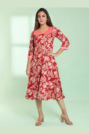 Charukriti Floral Printed Peter Pan Collar A-Line Kurta