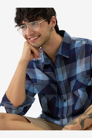 The Souled Store Men Buffalo Checks Checked Spread Collar Casual Shirt
