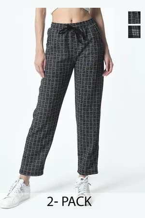 BAESD Women Pack of 2 Dry-Fit Checked Printed Lower Track Pants