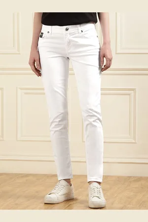 VERSACE Solid Women Low Distress Mid-Rise Jeans