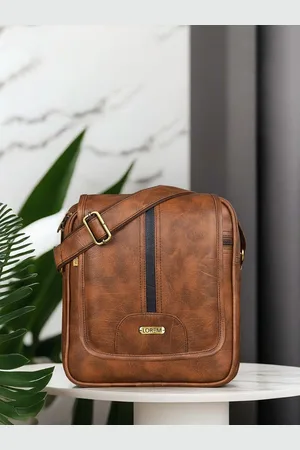 Lorem Men Tan Casual Faux Leather Cross Body Sling Bag
