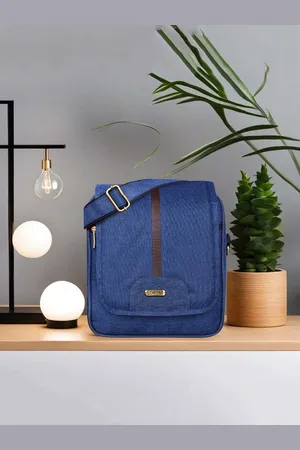 Lorem Men Blue Stylish Linen Textured Cross Body Sling Bag