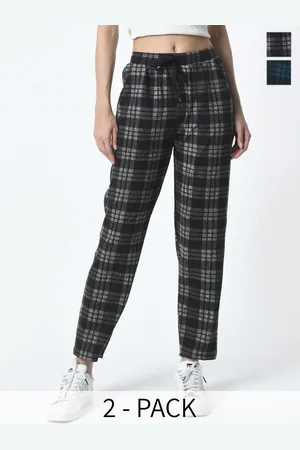BAESD Women Pack Of 2 Checked Mid Rise Track Pants