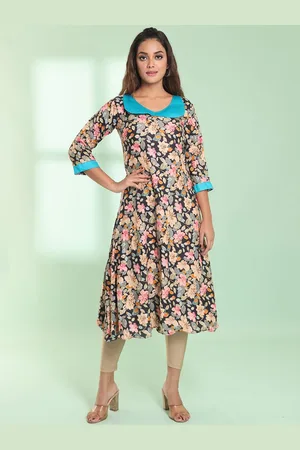 Charukriti Women Floral Printed Flared Sleeves Anarkali Kurta