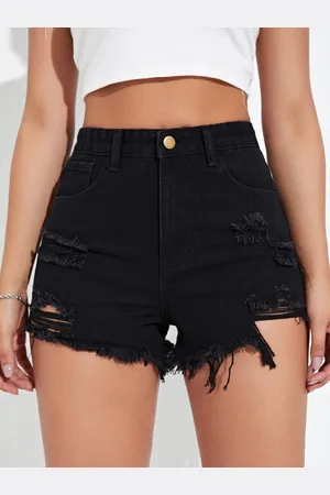 Aahwan Women Slim Fit High-Rise Denim Shorts
