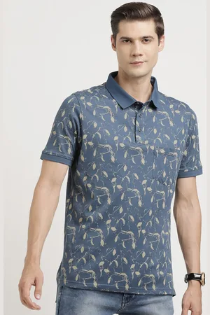 Turtle Men Abstract Printed Polo Collar Pocket Slim Fit T-shirt