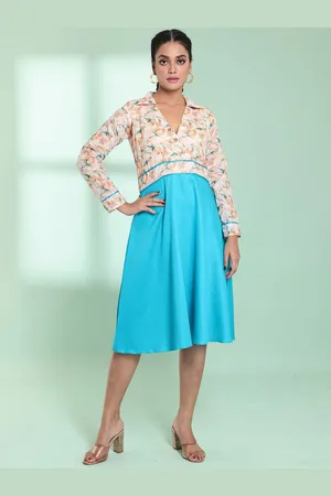 Charukriti Floral Embroidered Cotton A-Line Midi Dress