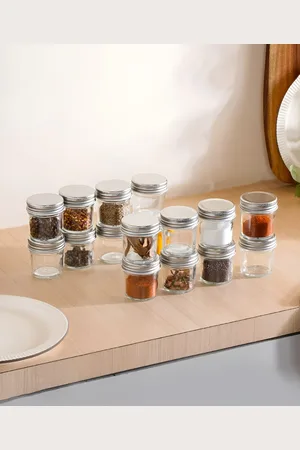 Nestasia Transparent 16 Pieces Glass Storage Jars With Lid 50 ml Each