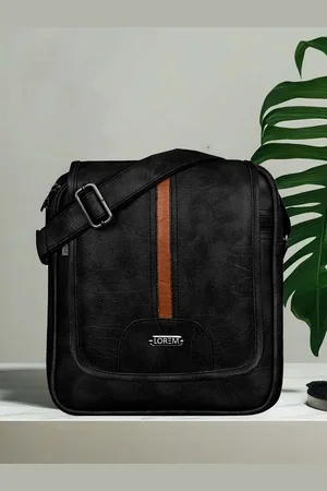 Lorem Men Black Casual Faux Leather Cross Body Sling Bag