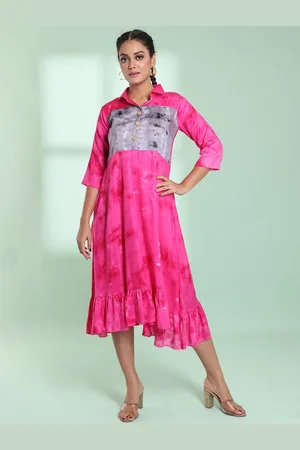 Charukriti Printed Flared Midi Ethnic Dresses