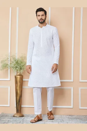 See Designs Floral Embroidered Regular Thread Work Pure Cotton Kurta with Pyjamas