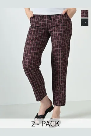 BAESD Women Pack Of 2 Dry-Fit Check & Printed Track Pant