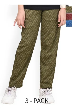 BAESD Girls Pack Of 3 Checked Mid Rise Track Pants