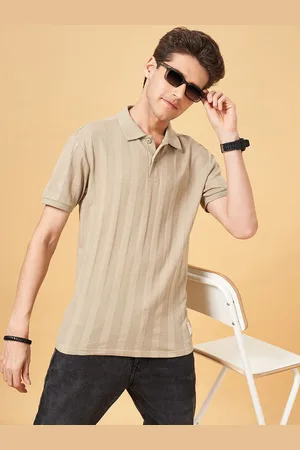 PEOPLE Men Solid Polo Collar T-shirt