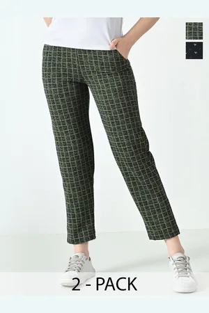 BAESD Women Pack Of 2 Checked Mid Rise Track Pants