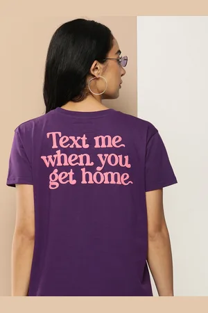 Difference of Opinion Women Typography Printed Embossed Oversized T-shirt