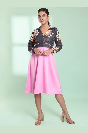 Charukriti Floral Printed Cotton Fit & Flare Midi Dress