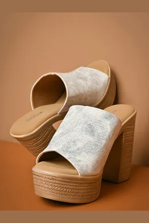Rocia Textured Open Toe Platform Heels