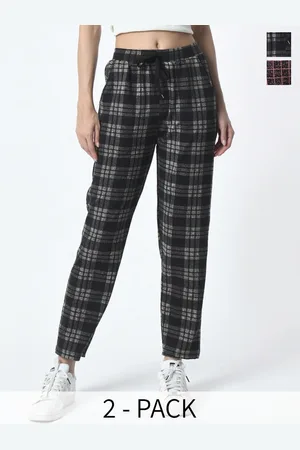 BAESD Women Pack Of 2 Checked Mid Rise Track Pants