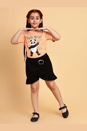 YK Girls Printed Top With Skirt