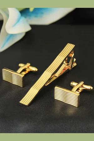 PELUCHE Men Gold-Toned Rhodium-Plated Accessory Gift Set