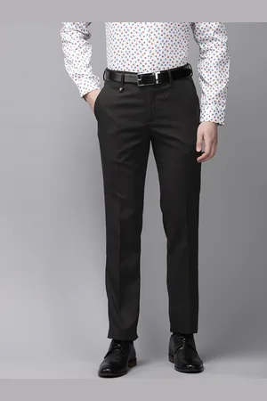 V Dot Men Textured Urban Slim Skinny Fit Formal Trousers