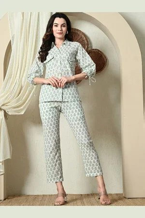 Cayman Ethnic Printed Pure Cotton Shirt With Trousers