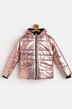 Goji Girls Copper Metallic Sheen Water Resistant Hooded Puffer Jacket