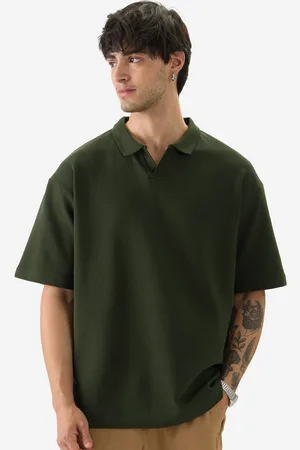 The Souled Store Men Solid Polo Collar Oversized T-shirt