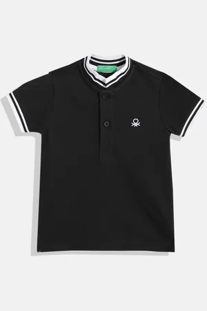 Benetton Boys Cotton Stand Collar T-shirt