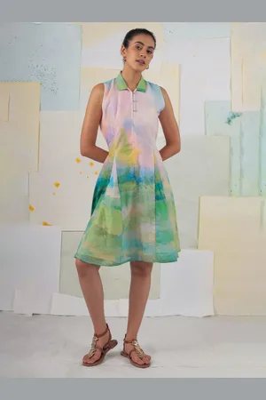 BUTA BUTI Tie and Dye Cotton Dyed A-Line Dress